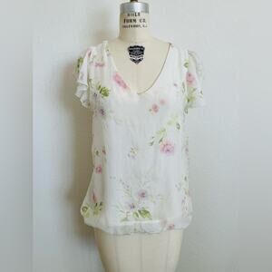 Made in Italy | Silk Top with Flutter Sleeves size M